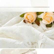 1 PIEZA Mantel de Encaje, Mantel de Boda Estilo Retro 3D Blanco Marfil, Adecuado para Bodas, Cenas, Fiestas de Fin de Semana, Comidas Familiares, Festivales, Acción de Gracias y Navidad