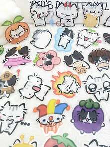 54张趣味十足的可爱小猫贴纸，防水PET透明材质，适用于水瓶、笔记本电脑、行李箱、日记本、文具、手机等DIY装饰贴纸 - 彩色 - 查看 2