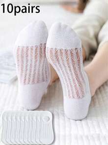 10/5/1 Pair Women's Summer Thin Invisible Socks, Silicone Non-Slip Mesh Breathable No Show Socks - Multicolor - View 2