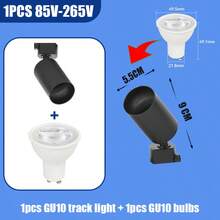 (套装) GU10轨道灯 吸顶嵌入式射灯 180°可旋转金属铝+PC泛光灯 黑色/白色 AC85-265V 适用于卧室/书房/客厅/衣橱/展示柜/展厅/商店/画廊/走廊/餐厅/服装店/酒吧 (产品套装包含轨道及连接配件) - 軌道燈GU10燈頭 - 查看 20