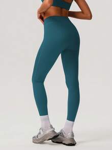Sodalemon Women Running Workout No Front Seam Buttock Lifting Light Weight Eu Size Training Yoga Pants Casual Outdoor Sport Leggings Tights - 藏蓝色 - 查看 5