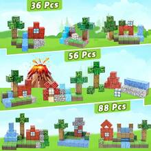 Klocki: zestaw dla dzieci w wieku 3-8 lat do tworzenia magnetycznego świata, zabawki sensoryczne STEM, prezenty do klasy dla chłopców i dziewcząt powyżej 3 lat, klocki magnetyczne dla dzieci, zabawki dla chłopców, motyw roślinny, prezent świąteczny