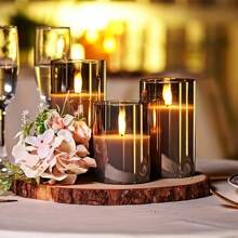 1/3 Peças Luzes de Vela LED Sem Chama, Velas Eletrônicas Premium Cinza, Lâmpadas de Vela 3D à Bateria, Decoração Doméstica Ambiente Romântico, Adequado para Casa, Quarto, Festa, Casamento, Aniversário, Feriado, Decoração de Vela para Proposta
