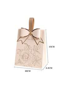 10个带手柄的蝴蝶结纹理礼品盒，创意婚礼礼品盒，奢华节日小礼品盒 - 彩色 - 查看 3