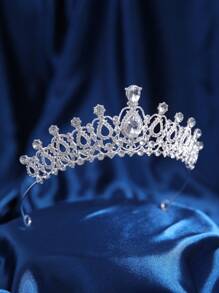 1pc Rhinestone Decor Tiara Crown, Suitable For Wedding, Birthday Party, Banquet And Other Occasions