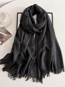 1pc Solid Color Scarf, Women Summer Sunscreen Mid-Length Scarf, Korean Elegant Beach Scarf, Travel Shawl, Large Headdress - QMD602 - View 19