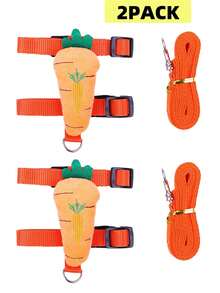 1SET/2 Packs/3 Packs Adjustable Rabbit Harness And Leash Set, Fruit Shaped Designs Like Strawberry And Carrot, Cute Vest Harness Leash For Rabbit, Ferret, Small Pets Training, Walking, Leisure