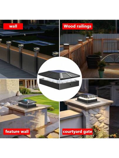 Solar Pillar Lights, LED Outdoor scape Lighting Garden, Patio, Porch Yard Moderne Acrylic Post Cap Lights Panel, Polished Finish, Easy Installation, view 9