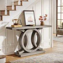 Tribesigns 55-Inch Console Table With Geometric Wood Base, Modern Entryway Table With Thick Tabletop For Living Room, Hallway, Foyer - 灰色 - 查看 3