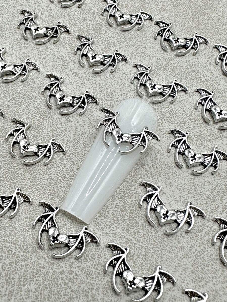 20pcs/Pack 3D Bat Wing Nail Art Decor, Unique Gothic Style Nail Jewelry
