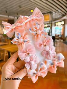 10 Pcs/1 Sets Kids Cute Colorful Bow Hair Accessories For Girls Flowers Modeling Hair Clips Hairpin For 1 Years Old+, Ideal Choice For Gifts - Multicolor - View 11