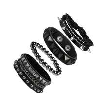1/4 pièces Set de bracelets  clouté punk - Bracelets en PU fait main avec clous, style piqué, style emo des années 80 pour hommes et femmes, bracelets PU avec rivets pour fête, cadeaux, bal de promo, Halloween