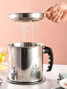 1 pièce Pot à filtre à huile en acier inoxydable 1,8 l, réutilisable