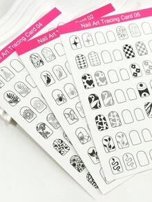 10张可重复使用的美甲描图练习卡，手工美甲练习卡，适合初学者，可用于美甲训练、展示、绘画练习，是美甲沙龙的必备工具。