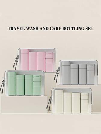 6 peças/Conjunto 15ml/50ml/80ml/100ml Garrafas de Viagem Recarregáveis de Estilo Nórdico para Shampoo, Loção, Gel de Banho, Creme