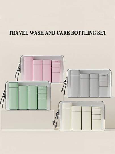 6件套 15ml/50ml/80ml/100ml 北欧风格空可再填充旅行瓶，适用于洗发水、乳液、沐浴露、面霜