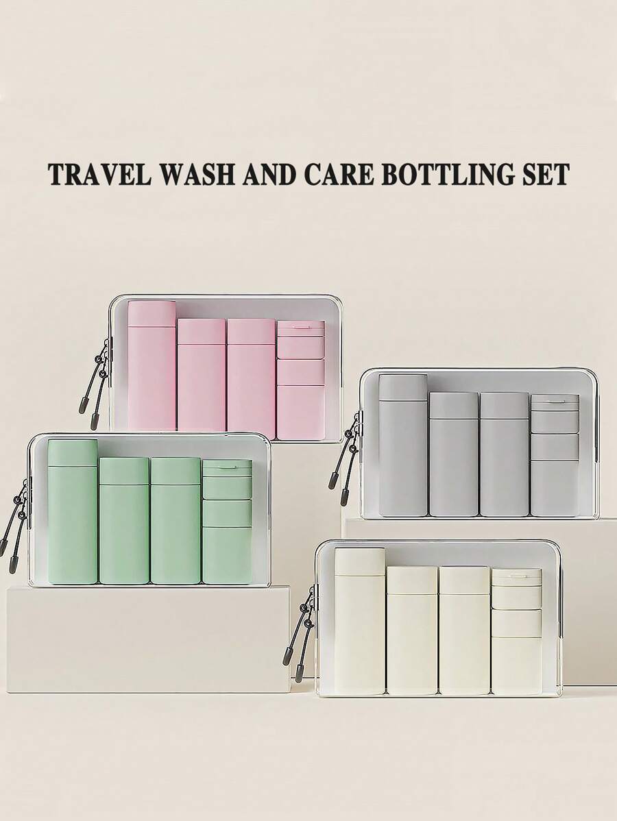 6pcs/Set 15ml/50ml/80ml/100ml Nordic Style Empty Refillable Travel Bottles For Shampoo, Lotion, Shower Gel, Cream