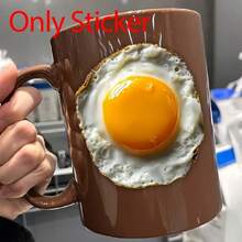 1pc Fun Poached Egg Pattern Graffiti Stickers, Suitable For Laptops, Water Cups, Notebooks, Desktop Scratch Masking DIY Decoration, Perfect Back-To-School Gift For Teenagers And Children, Interesting Art Sticker. - Yellow - View 4