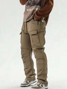 Men's Winter Soft Shell Fleece - Lined Charging Pants - Windproof, Waterproof & Thickened For Outdoor & Mountaineering - 04 - 查看 4