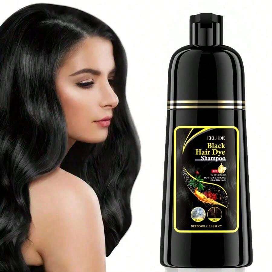 500ml Black Hair Dye Shampoo, Men's And Women's Three In One Hair Dye Shampoo, Herbal Ingredients Cover Gray Hair Quickly, Dye Hair For A Long Time, Moisturize Without Irritation,Semi-Permanent Hair Color Shampoo,Plant Extraction Hair Color Dye,Available In Black And Brown ,Natural Herbal Hair Dyeing Shampoo,Music Festival/ Party/Concert/ Carnival/ Masquerade Hair Products,Travel Essential,Fathers Day Gift