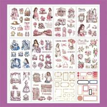 Vintage Floral Sticker Book - Quirky Paris Scenes, Eiffel Tower & Tea Party Designs, Self-Adhesive PET & Paper For Scrapbooks, Diaries, Journals, Scrapbook Accessories | Imaginative Designs | Self-Adhesive Stickers,School Supplies,Back To School