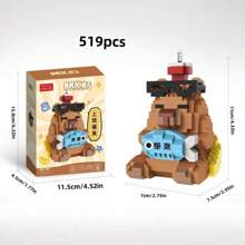Set de blocuri de construcție Capybara drăguțe cu peste 500 de bucăți, decor de masă și ameliorarea stresului, cadou pentru casă/birou, figurină DIY, potrivit pentru ziua de naștere, Ziua Tatălui, Ziua Mamei, nuntă, absolvire