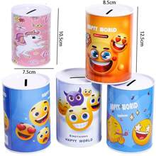 1pc Universal Sealed Coin Bank, (Small 10.5cm, Medium 12.5cm) Cartoon Design Decorative Piggy Bank, (Recommended Medium 12.5cm) For Saving USD, EUR, AUD, GBP, SAR, TMT, EGP, CHF Coins, Small Metal Coin Collection Box