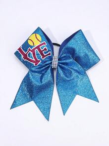 1pc Girls Custom Large Cheer Hair Bows Glitter Ponytail Holder Elastic Band Customized Name For Cheerleading Teen Girls College Sports Multi-Colored - Cheer Bow - View 8