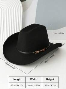 1PC Solid Color Woolen Top Hat, Fashionable And Personalized Leather Belt Buckle Decoration, Fashionable And Versatile, Novel And Interesting Top Hat With Wide Brim, Suitable For Western Themed Parties, Parties, Engagements, Role-Playing, Graduation Ceremonies, Performance Dances, Festivals, Birthday Celebrations, Music Festivals, Etc - Buckle - View 10