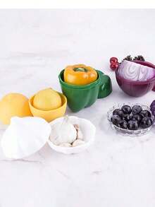 塑料食品保鲜盒套装，5 件/2 件/1 件蔬菜洋葱柠檬番茄辣椒大蒜形状密封容器，冰箱食品保鲜碗