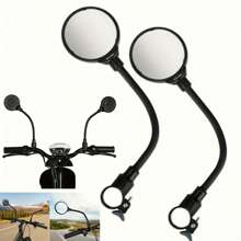 Miroir rétroviseur de vélo 360° rotatif et réglable, lentille grand angle, bras long flexible pour une installation facile, convient pour les vélos de montagne, les scooters électriques et les véhicules légers - Cadre en ABS noir, accessoires de pédale Miroir ovale Accessoire de sécurité, pièces de vélo