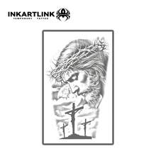 INKARTLINK Tato Tidak Permanen, Pola Karakter Mitologi, Stiker Tato Sementara yang Dipersonalisasi, Stiker Tato Semi-Permanen Realistis, Tato Lengan Tahan Air dan Keringat untuk Musim Panas, Tahan Air 1-2 Minggu, Stiker Tubuh Niche Tanaman untuk Pria - Hitam - View 4