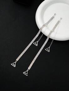 2 件/对女士水晶装饰胸罩肩带金属可调节背部胸罩肩带，适合狂欢 - 銀色 - 查看 3