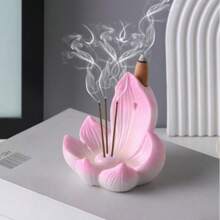 1 Stück Kreativer Lotus Blumen Räucherstäbchenhalter, Lotus Design Kunsthandwerk Diffusor aus Harz, geeignet für Meditation, Raumdekoration, Meditationshilfe, Innen-/Außenbereich Dekoration, ohne Duft, ohne Strom