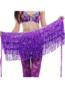 Fuste cu ciucuri și paiete cu sclipici pentru dansul din buric, fuste la modă cu curea pentru dansul din buric