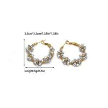 1 Pair Boho Stainless Steel Gold Plated Colorful Flower Earrings, Suitable For Women Daily/Beach/Party/Festival