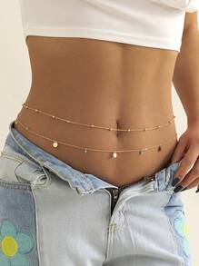 Gold Waist Chain For Women, Sexy Layered Belly Waist Chain Waterproof Beads Chain Summer Non Tarnish Body Chain Jewelry Gifts For Women