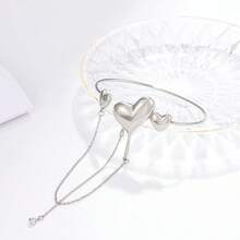 1 pièce Bracelet manchette avec chaîne et pompon en forme de cœur, style européen et américain. Bracelet chic et doux