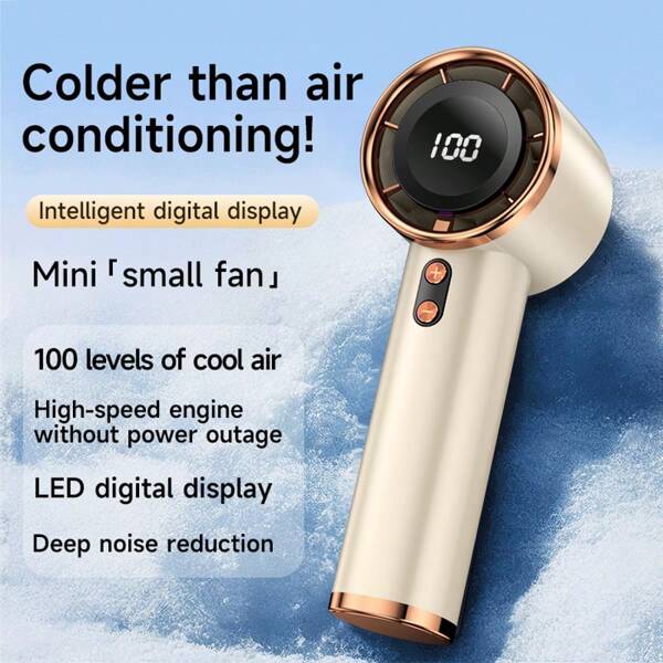 YITUMU Ventilateur portable à main, vitesse réglable (1-100) turbo personnel, batterie rechargeable 1800 mAh, ventilateur de refroidissement à affichage numérique, cadeau pour femmes et hommes pour voyage/camping/extérieur