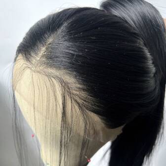 26" 13*4 Black High Temperature Fiber Lace Front Wig Cap, Adhesive-Free Wig Cap For Women