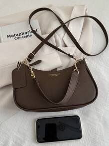 Fashionable Solid Color Letter Versatile Simple Armpit Women's Crossbody Bag Elegant Chain Shoulder Bag, Suitable For Shopping, Wallets, Shopping, Young Women, College Students, Newcomers, White-Collar Workers. They Are Very Suitable For Offices, Universities, Work, Business, Commuting, Outdoor Activities, Travel, And Outings