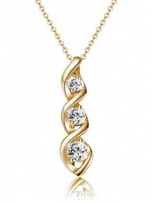 1 Pc Romantic Cubic Zirconia Necklace Pendant For Women For Valentine's Day Gift Engagement Anniversary Party Jewelry