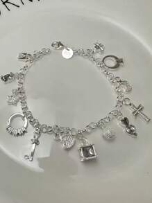 Creative Hanging 13 Pieces Sterling Silver Bracelet Accessories European And American Fashion Exquisite Women's Bracelet