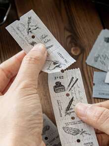 MOCARD 10 件/包复古美学装饰长标签贴纸，创意 DIY 材料，适用于剪贴簿、日记本、礼物、学校用品、返校 - 綠色 - 查看 3