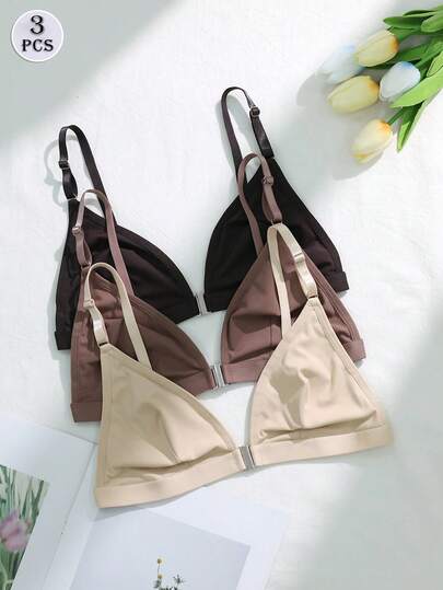3pcs/Set Women Front Closure Wireless Bras