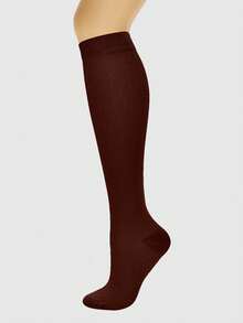 3 Pairs Unisex Compression Knee-High Elastic White Socks For Running, Fitness, Cycling, Basketball, Football, Ice Hockey, Bicycle Riding, Fall - Multicolor - View 29