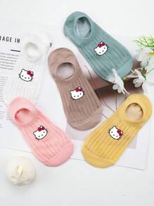 Sanrio Sanrio 1/5pairs Kt Cat Cartoon Cute Anime Pink Series My Melody Mid-Calf Soft Breathable Daily Wear Boat Socks,Personalized, Fun, Rich And Colorful, Creative Anime Cartoon Design, Holiday Gifts