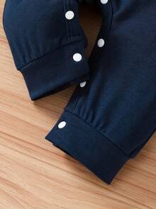 2pcs Men's Baby Letter Little Brother Fashion Printed Shoulder Short Sleeved Jumpsuit&Hat Summer Set