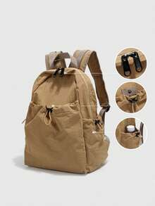Leisure Drawstring Design Lightweight Backpack& Summer Travel Backpack & Vacation Style Backpack&Sporty Backpack, Preppy Backpack For School - Khaki - View 7