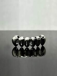 1 件光滑嘻哈风格多色 6 齿抛光金属牙套，男女通用，适合派对、万圣节和日常佩戴